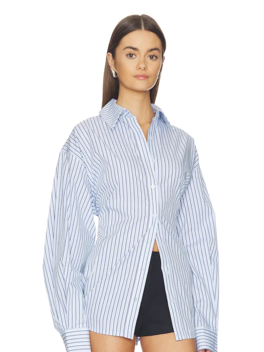 Lovers + Friends Blue & White Striped Button-Down Shirt